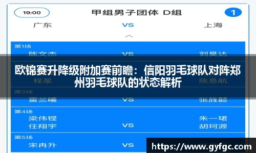 欧锦赛升降级附加赛前瞻：信阳羽毛球队对阵郑州羽毛球队的状态解析